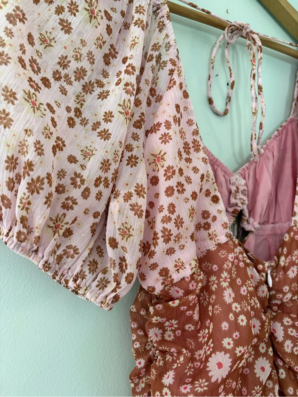 Free People Tessa Floral Pink Ruched Mini Dress Size XS